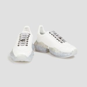 Authentic Jimmy Choo Diamond Leather Sneakers- exaggerated heel